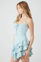 Women's Cutout Ruffle-Tiered Mini Dress