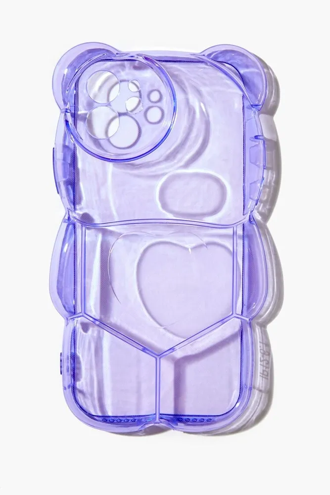 Transparent Bubble Bear Case for iPhone 12 in Purple