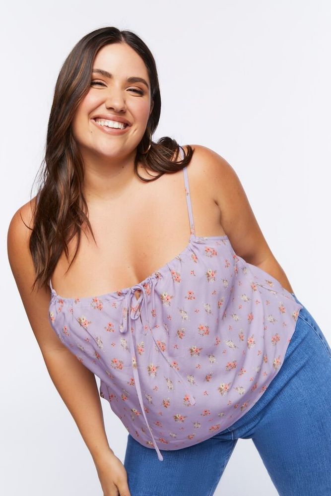 Women's Ditsy Floral Print Cami in Lilac, 0X