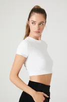 Women's Active Seamless Cropped Tee in White Large