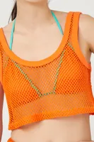 Women's Sheer Netted Cropped Tank Top in Sunset Medium