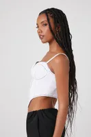 Women's Denim Bustier Crop Top in White, XL