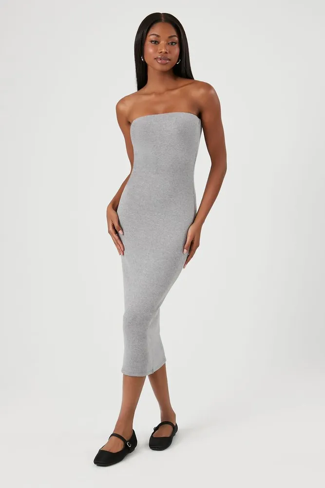 Women's Tube Bodycon Midi Dress Grey