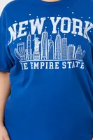 Women's New York Graphic T-Shirt in Blue/White, 0X