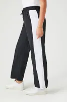 Women's Side-Striped Windbreaker Pants in Black/White Large