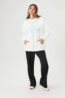 Women's Embroidered Los Angeles Zip-Up Hoodie White