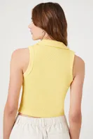 Women's Sleeveless Ribbed Knit Crop Top in Butter, XL