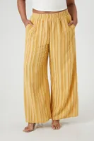 Women's Striped Wide-Leg Pants in Goldenrod, 3X