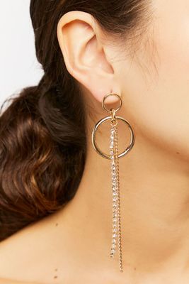 Women's Hoop & Chain Drop Earrings in Gold