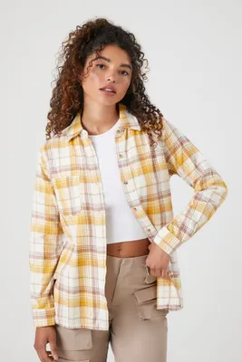 Women's Rock Fest Flannel Shirt in Yellow Large