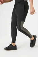 Men Pinstriped Colorblock Comb Pants in Black, XXL