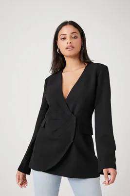 Women's Plunging Wrap Blazer in Black Medium