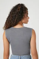 Women's Sleeveless Crew Bodysuit in Charcoal, XS