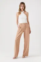 Women's High-Rise Straight-Leg Trousers in Natural, XL