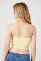 Women's Malibu Graphic Cropped Tube Top in Yellow, XL