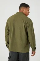 Men Corduroy Long-Sleeve Shirt in Olive Small