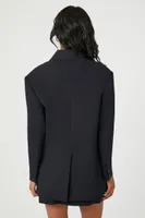 Women's Plunging Double-Breasted Blazer in Black, XS