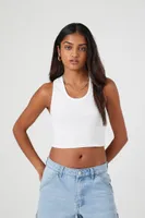 Women's Crisscross Cropped Tank Top in White, XS