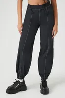 Women's Nylon-Blend High-Rise Joggers in Black/White, XS