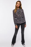 Women's Snakeskin Print Long-Sleeve Top in Black Small