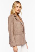 Women's Faux Suede Peak Lapel Blazer in Mocha Large