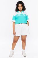 Women's Malibu Graphic Cropped Polo Shirt in Green, 0X