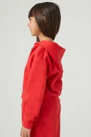 Girls Fleece Zip-Up Hoodie (Kids) Red,