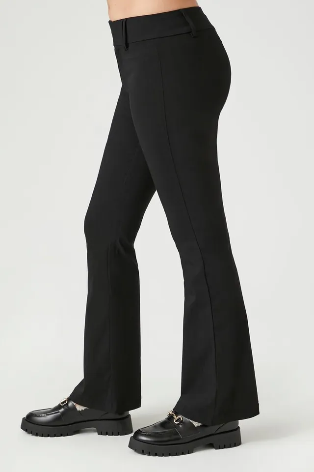 Faux Leather Mid-Rise Flare Pants