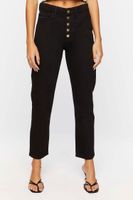 Women's Heart-Button Straight-Leg Jeans in Black, 27