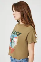 Women's The Police Cropped Graphic T-Shirt in Brown, S/M