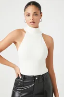 Women's Seamless Turtleneck Bodysuit in Vanilla Small