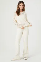 Women's Open-Knit Boat Neck Sweater Cream