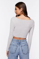 Women's Twisted Split-Hem Crop Top in Heather Grey Large