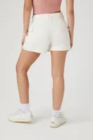 Women's Twill Mid-Rise Cargo Shorts in White Small