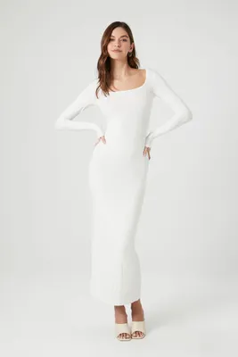 Women's Ribbed Knit Square-Neck Maxi Dress