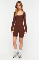 Women's Ribbed Thumbhole Bodysuit in Chocolate Medium