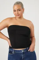 Women's Sweater-Knit Tube Top in Black, 4X