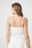 Women's Sheer Flounce Cami in White Medium