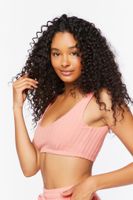 Women's Ribbed Knit Lounge Crop Top Pink