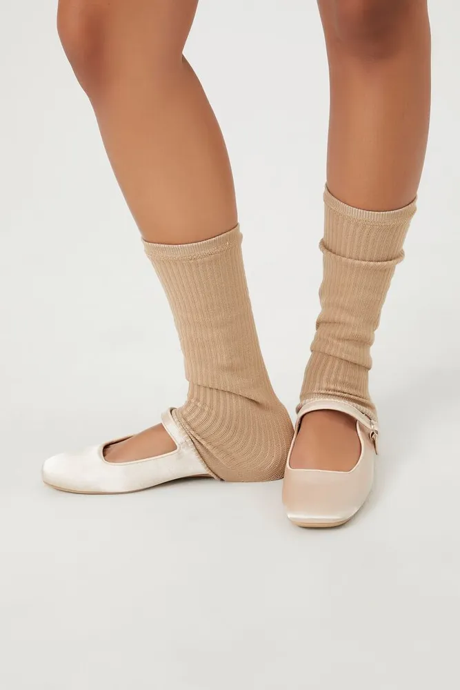 Ribbed Knit Leg Warmers in Tan