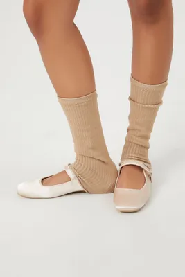 Ribbed Knit Leg Warmers in Tan