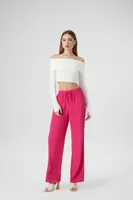 Women's Straight-Leg Crepe Pants in Hot Pink Large