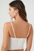 Women's Satin Lace Sweetheart Corset in Vanilla, XL