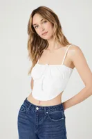 Women's Ribbed Corset Cropped Cami White