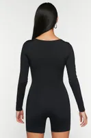 Women's Contour Scoop-Neck Romper in Black, XXL