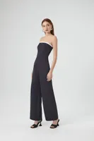 Women's Strapless Wide-Leg Jumpsuit in Charcoal, XS