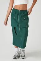 Women's Zip-Front Cargo Midi Skirt