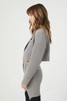 Women's Cropped Peak-Lapel Blazer in Grey Small