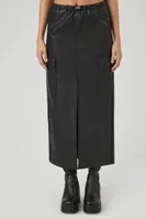 Women's Faux Leather Maxi Slit Skirt