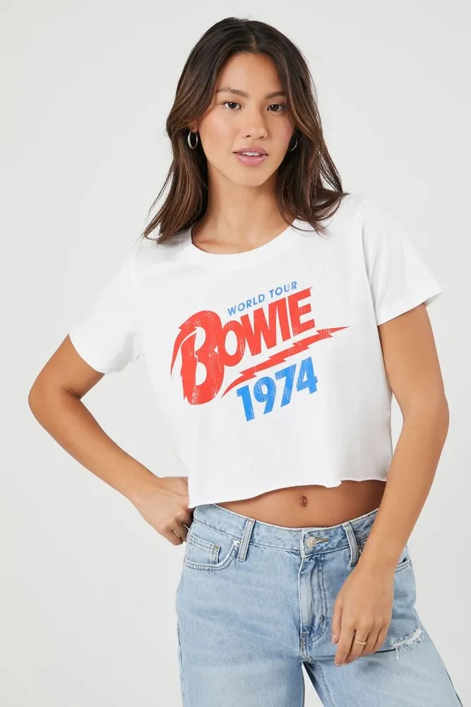 Women's Prince Peter Bowie Graphic Cropped T-Shirt in White, XL